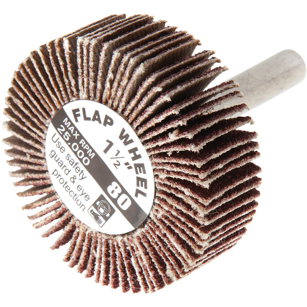 Forney 1-1/2 In. x 1/4 In. 80 Grit Shank Mounted Flap Sanding Wheel 60188