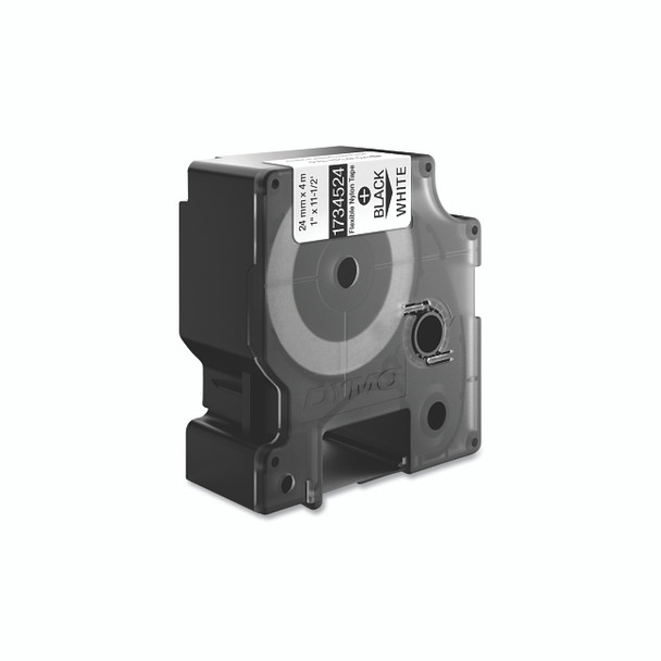 Industrial Rhino™ Flexible Nylon Label Cartridge, 1 in W x 11.5 ft L, Black Print on White Background