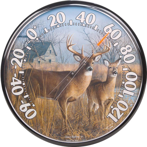 Acurite 12" Dia Plastic Dial Deer Indoor & Outdoor Thermometer 01932A2