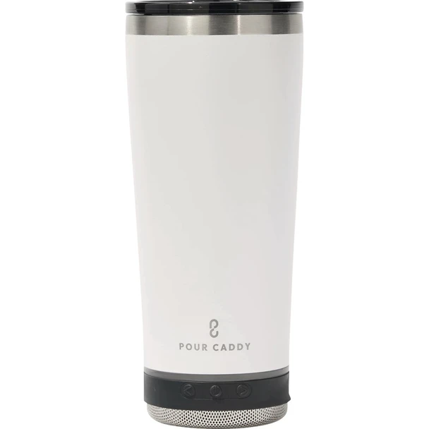 Pour Caddy Go Caddy 18 Oz. White Insulated Tumbler with Speaker GC-18-WHT