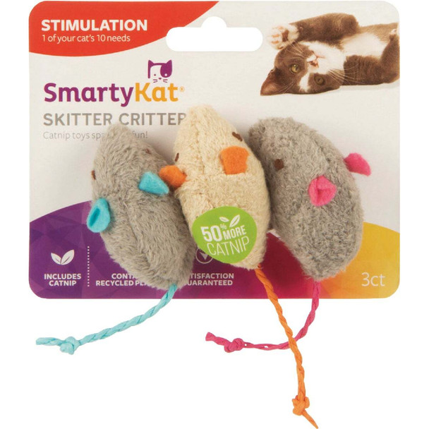 SmartyKat Skitter Critters Plush Catnip Mice Cat Toy (3-Pack) 39384-94987-024