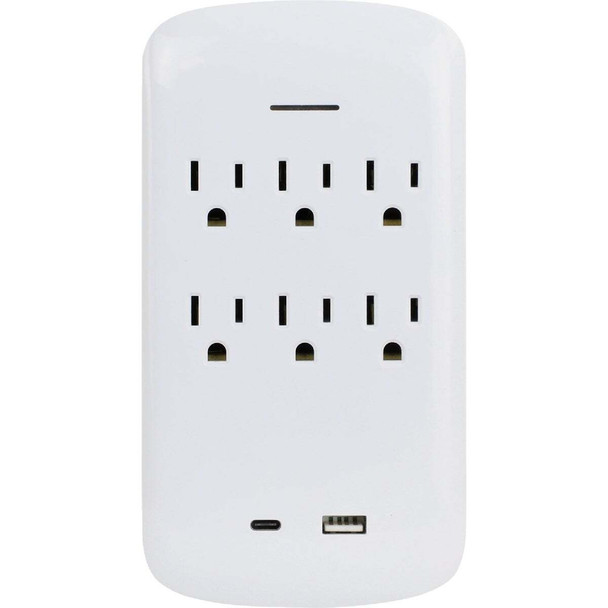 Prime Wire & Cable White 15A 6-Outlet Surge Tap with USB-A & USB-C PBSU072-A