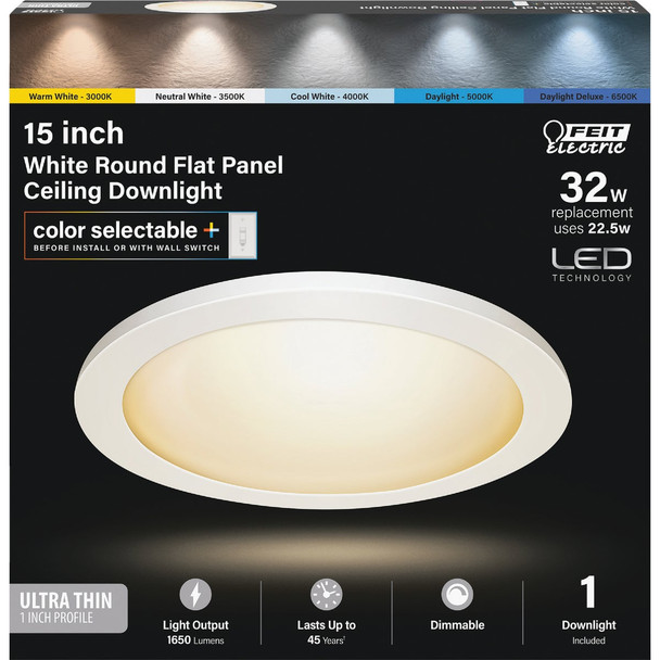 Feit Electric Edge-Lit 15 In. White Round 6-Way LED Flush Mount Light 74212/6WY