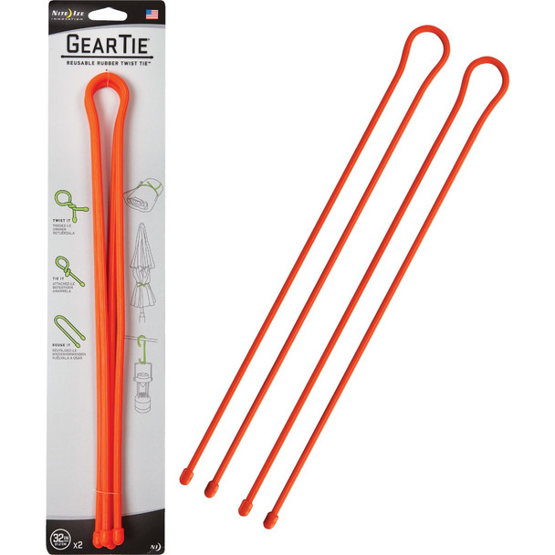 Gear Tie 32 In. Reusable Rubber Twist Tie - Bright Orange (2-Pack) GT32-31-2R3