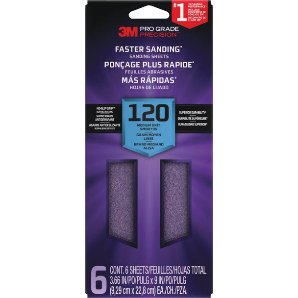 3M 6pk 120g 1/3 Sandpaper SHTR120-PGP-6T