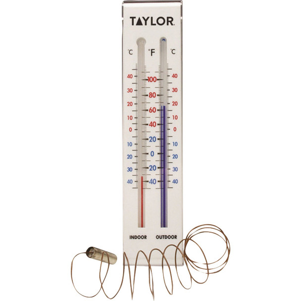 Taylor 2" W x 9" H Plastic Tube Indoor & Outdoor Thermometer 5327