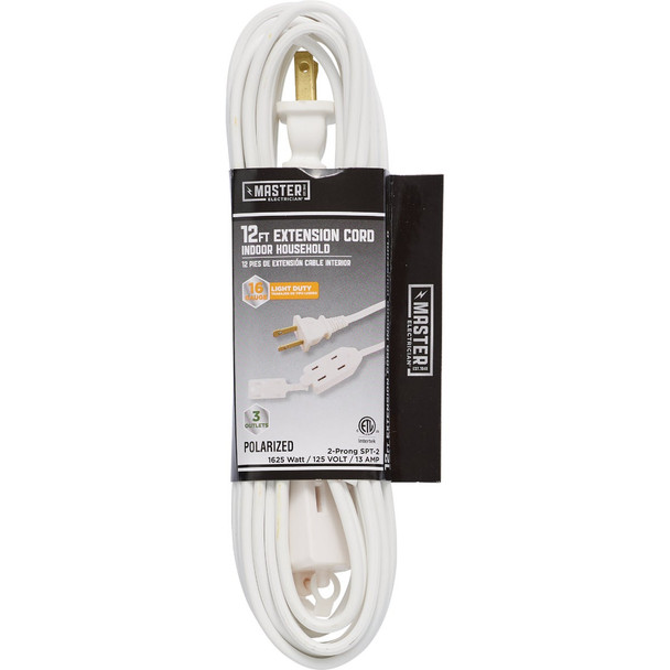 Master Electrician 12 Ft. 16/2 White Cube Tap Extension Cord 09413ME