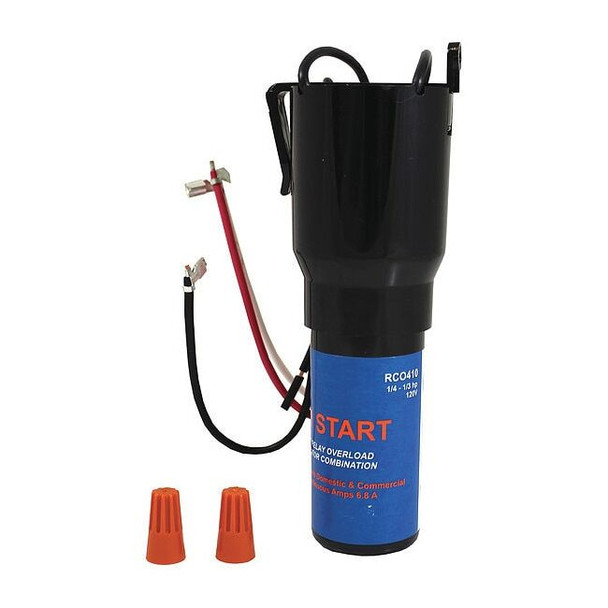 Relay, Overload and Start Capacitor Hard Start Kit, 115V, 1/4 to 1/3 hp