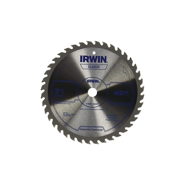 Classic Series Portable Corded Carbide Saw Blade, 7-1/4 in dia, 40 Tooth Ct