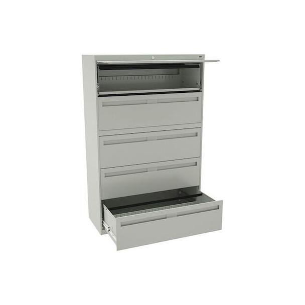 Tennsco 42 in W 5 Drawer Lateral File Cabinet, Light Gray LPL4260L50 LGHT GREY