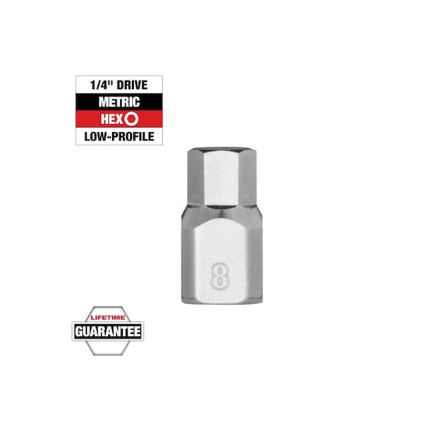 Milwaukee Tool Bit Socket,1/4" Drive,Chrome,S2 Steel 45-34-1135