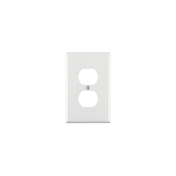 Leviton Wall Plate, Duplex Outlet, White, Nylon PJ8-W