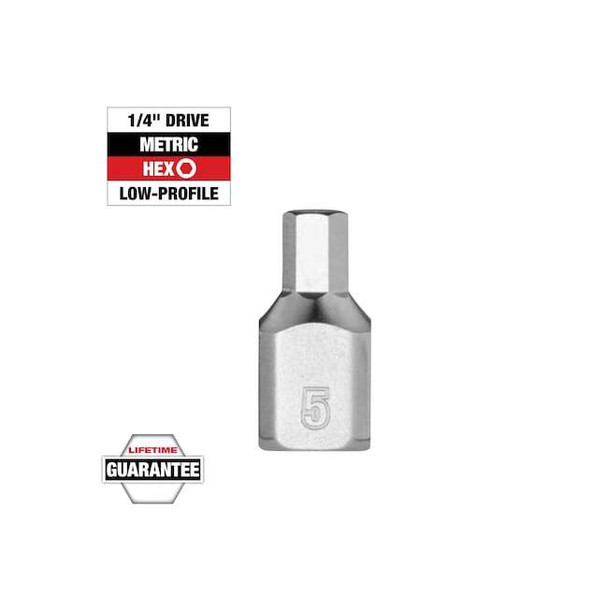 Milwaukee Tool Bit Socket,1/4" Drive,Chrome,S2 Steel 45-34-1132