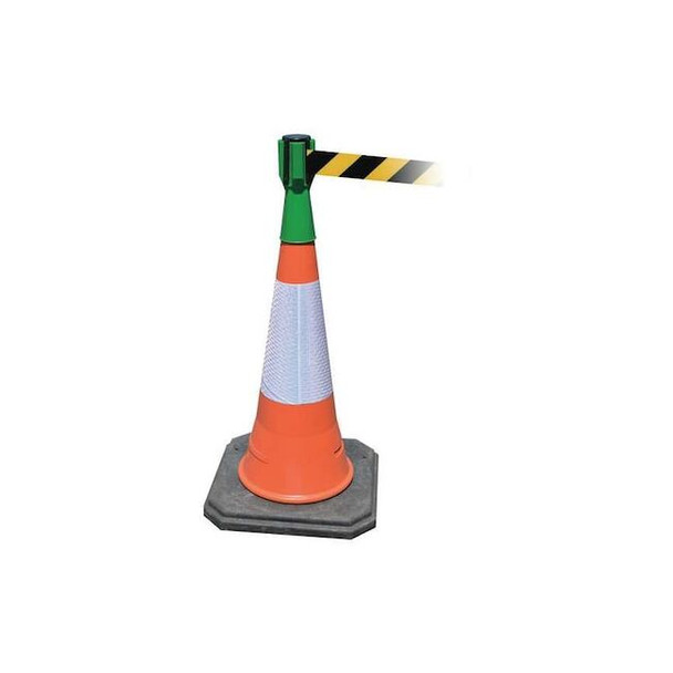 Retractable Barrier Tape, Green, 156 in Length