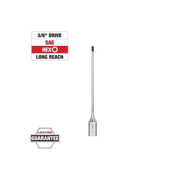 Milwaukee Tool Bit Socket,3/8" Drive,Chrome,S2 Steel 45-34-1074