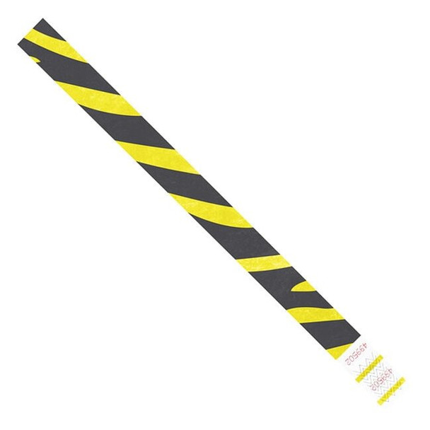 Tyvek Wristbands, 3/4" x 10", Yellow Zebra Stripe, PK500 WR108YE