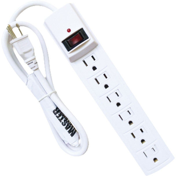 Master Electrician 6-Outlet White Surge Protector YC-102F-1 PDQ