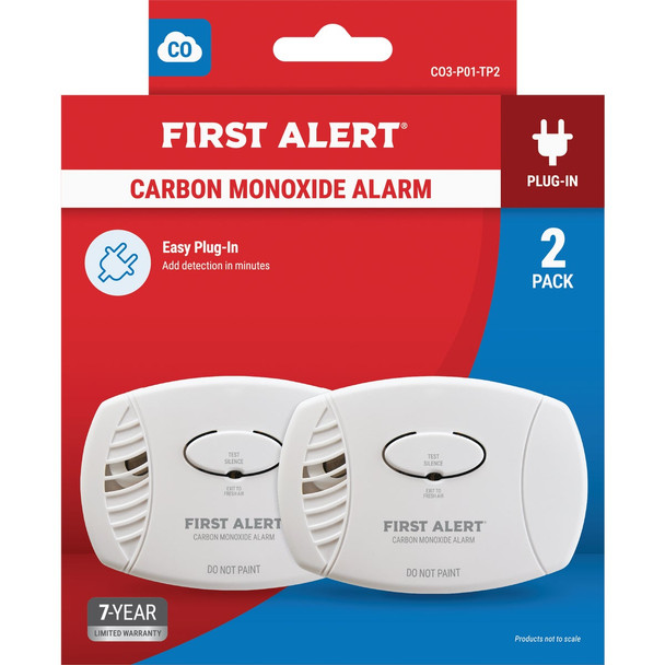 First Alert 2pk Plugin Co Alarm CO3-P01-TP2