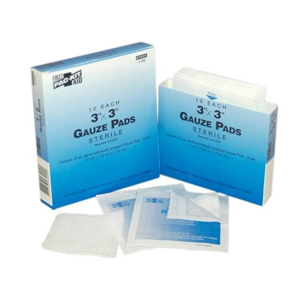 Sterile Gauze Pads (Unitized Refill), 3" x 3", 10/Box
