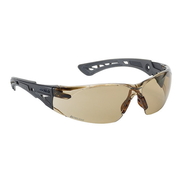 Bolle Safety Rush+ Safety Glasses, Black/Gray Frame, Bronze Lens, 1/Each