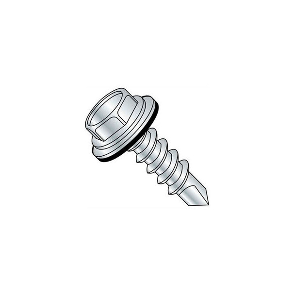 #12 x 1"" Teks Self-Drilling Screw - Hex Washer Head - #3 Pt - Steel - Zinc Plat