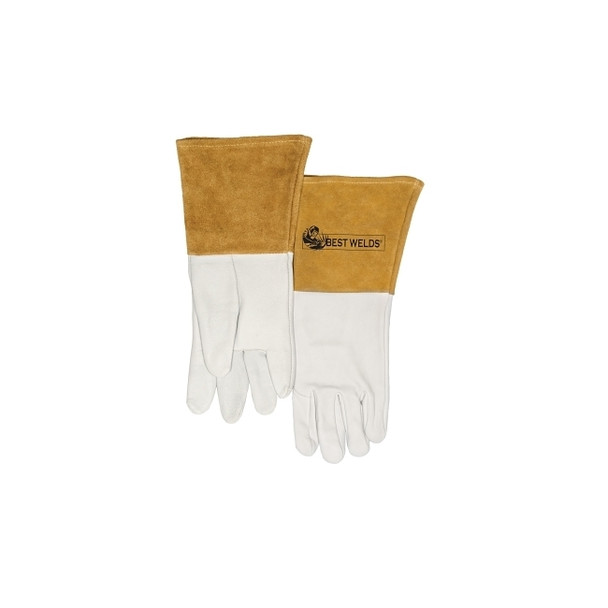 120-TIG Capeskin Welding Gloves, Medium, White/Tan, 4 in Gauntlet, Unlined