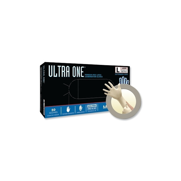 Ultra One® UL-315 Latex Disposable Gloves, 9.8 mil, X-Large, Natural, Extended Cuff