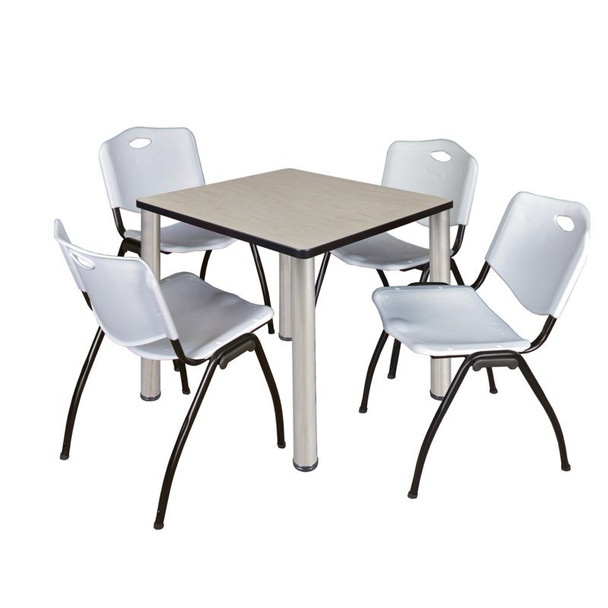 Kee Square Table & Chair Set, Wood, Metal, Plastic Top, Maple