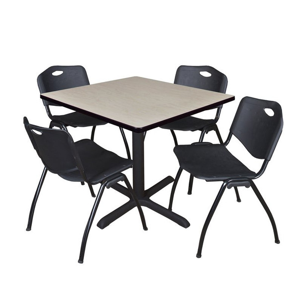 Cain Cain Square Table & Chair Set, Wood, Metal, Plastic Top, Maple TB3636PL47BK