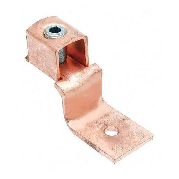 Burndy Mechanical Lug, 2 AWG Max, 1 Conductor, 1 Hole, 1/4 in Stud, Copper KLU70