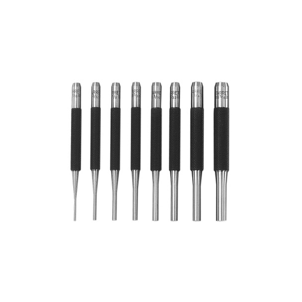 Drive Pin Punches, 4 in, 1/16 in tip, Steel