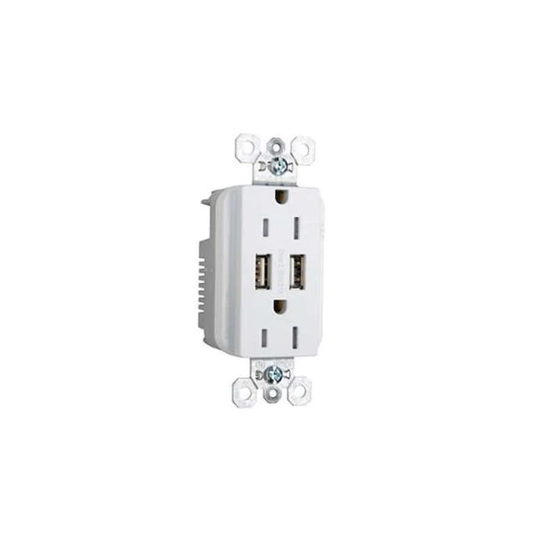 Legrand USBReceptacle,15A,White,Thermoplastic TR5262USBW