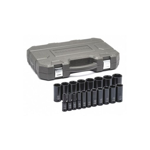 Gearwrench 19 Piece 1/2" Drive 6 Point Deep Impact SAE Socket Set 84934N