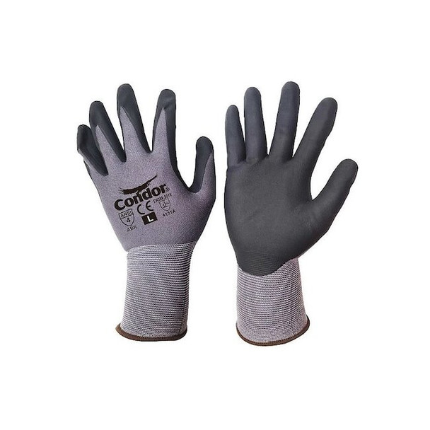 Condor Coated Gloves, Nylon, Nitrile, L, PR 880AW4