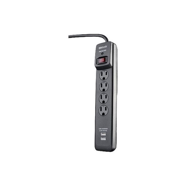 Southwire Surge Protector, Black, 4 in, 4 Outlets 41304