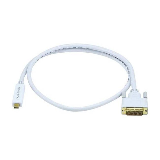 Monoprice White Mini Display Port to DVI Cable, 3ft 32AWG 5998