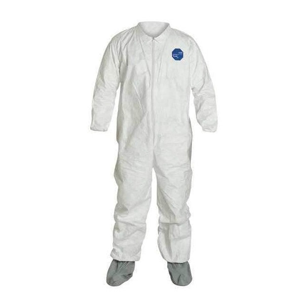 Dupont Coverall,Elastic Non Slip Boot,4XL,PK25 TY121SWH4X0025NS