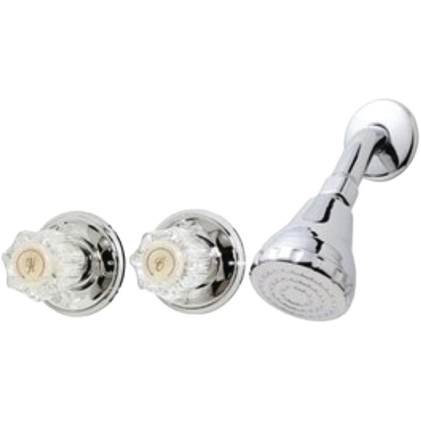 Homepointe Shower Faucet + Showerhead, 2 Acrylic Handles, Chrome 210526
