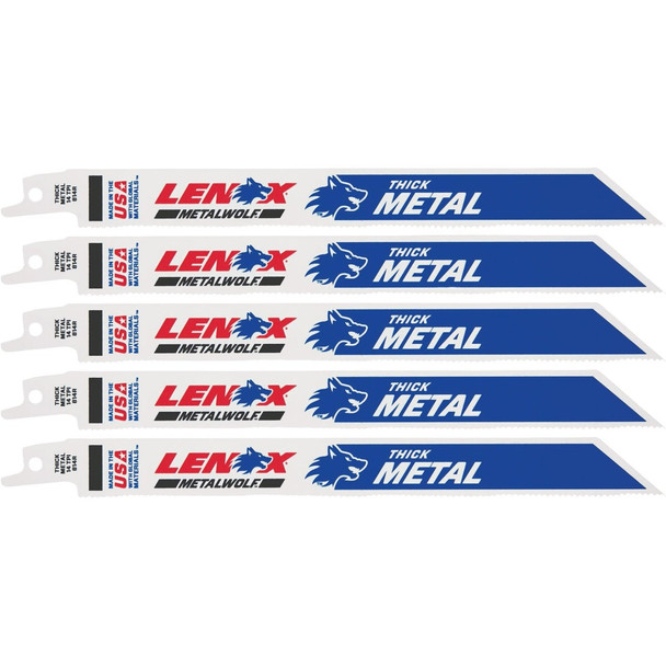 Lenox 9 In. 14 TPI Bi-Metal Reciprocating Saw Blade (5-Pack) 21519814R