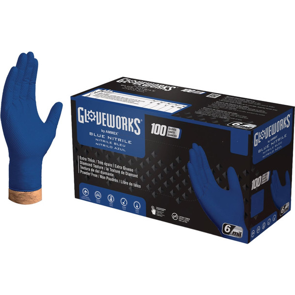 Gloveworks Large Royal Blue Heavy-Duty Nitrile Work Gloves (100-Count)