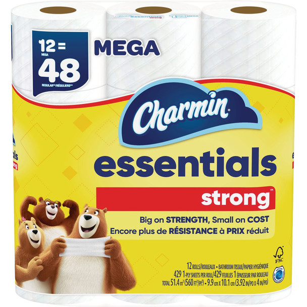 Charmin Essentials Strong Toilet Paper (12 Mega Rolls) 3156