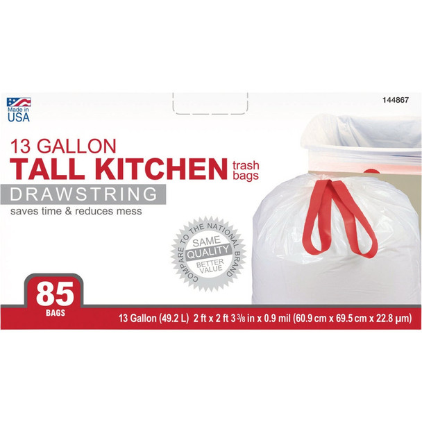 True Value 13 Gal. Drawstring Tall Kitchen Trash Bags (85-Count) 1942924
