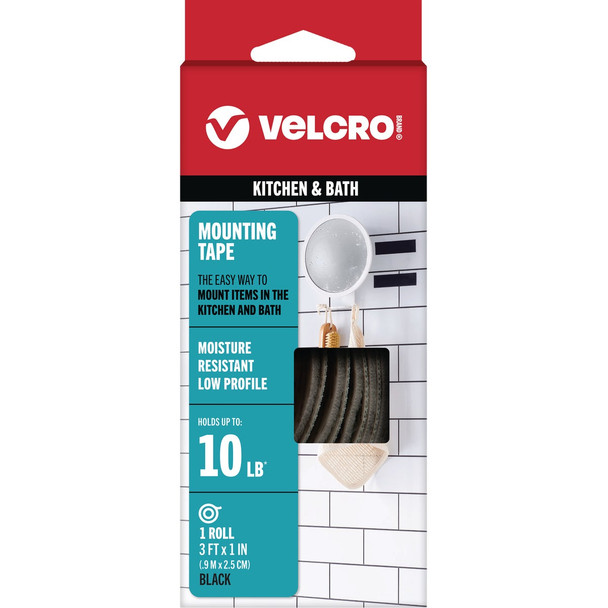 VELCRO Brand 1 In. x 3 Ft. Black Kitchen & Bath Mounting Roll 91050