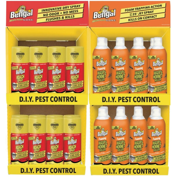 Bengal 9 Oz. Roach Spray/16 Oz. Foaming Wasp & Hornet Killer Display (32-Piece)