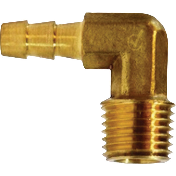 Anderson Metals 3/8 In. Barb x 1/4 In. MPT Brass Hose Elbow 757020-0604