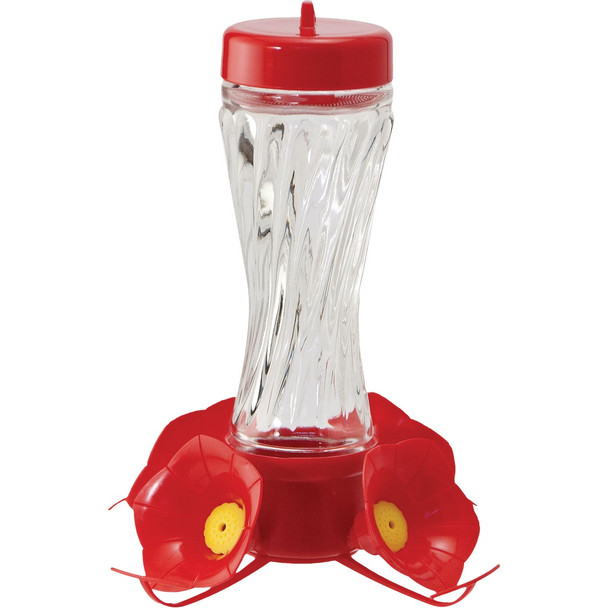 Audubon 8 Oz. Clear Swirl Glass Hummingbird Feeder 24108