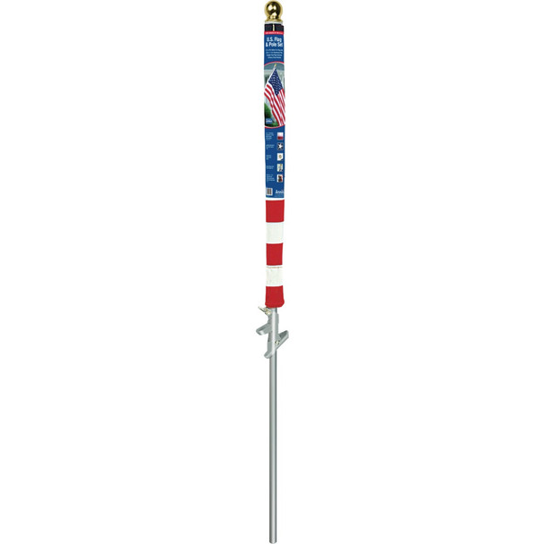 Annin 3 Ft. x 5 Ft. Nylon US Flag with 6 Ft. x 1.25 In. Aluminum Pole Set 31839