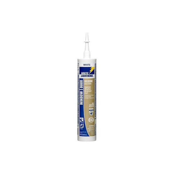 White Lightning Silicone Caulk,6 " L,8 " W,White W31100010