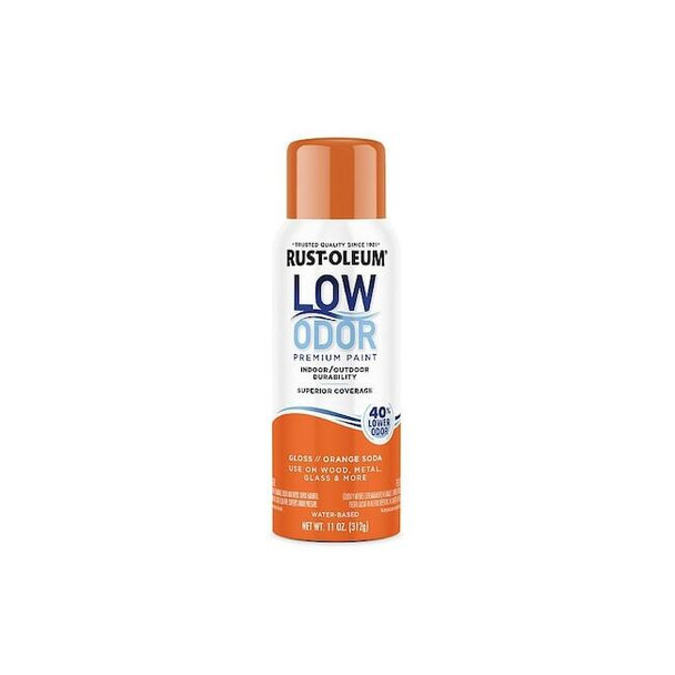 Rust-Oleum Low Odor Spray Paint, Water-Based, Alkyd, Orange Soda, Gloss 388268