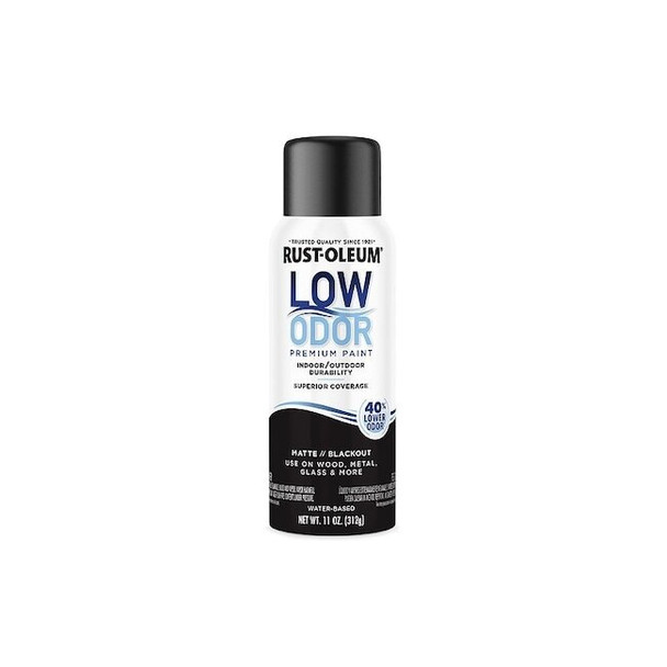Rust-Oleum Low Odor Spray Paint, Water-Based, Alkyd, Blackout, Matte 388279
